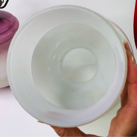 RARE Vintage EAGLE Kerosene Table Oil Lamp Daisy Floral Hand painted Porcelain - Picture 12 of 16